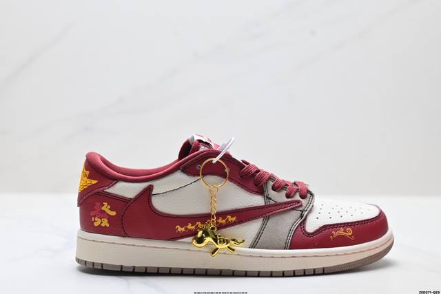 公司级Nike Air Jordan 1 X Travis Scott Aj1倒勾 乔一倒钩 ‘Diy’定制 耐克 低帮文化篮球鞋 完美品质出货 细节如图所示