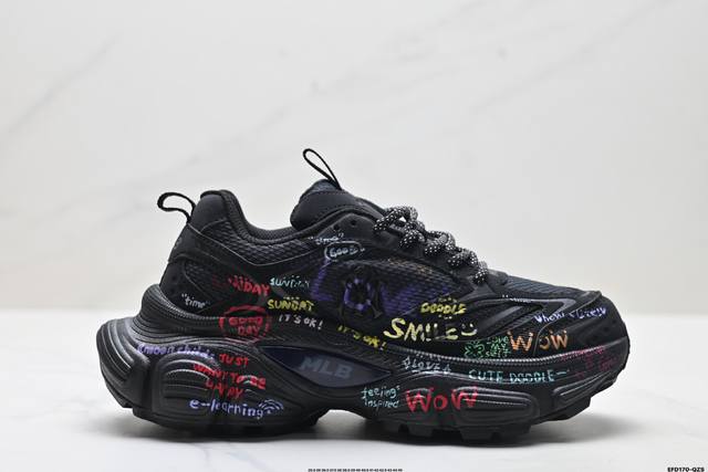 纯原Mlb Winner Chunky‘Diy定制’百搭舒适休闲潮流运动厚底增高防滑耐磨 低帮 老爹鞋 货号:3Ashwd05N 尺码:35.5 36 36.5