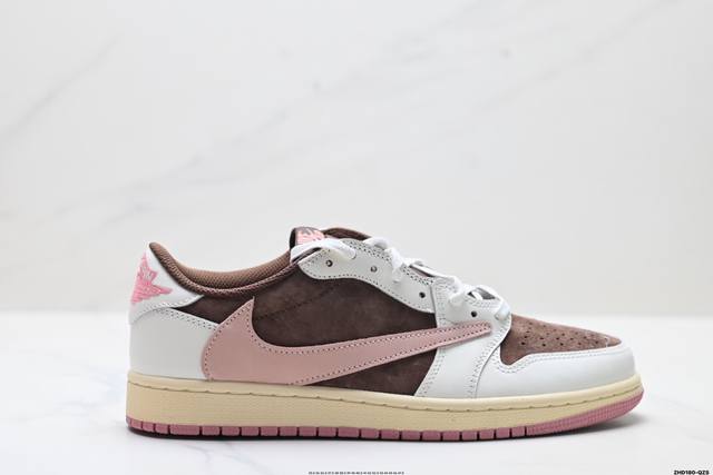 公司级Aj1倒勾Travis Scott X Air Jordan 1 ” Reverse Mocha “ Aj1乔1 Ts 闪电 联名倒钩 低帮文化篮球鞋 完