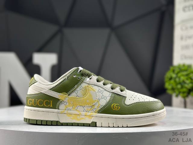 2026年新款限量发售！耐克 Nike Sb Dunk Low“ 马年限定 古驰绿” 周年高端定制 低帮休闲板鞋 定制鞋盒 大厂纯原品质出货 超高清洁度 皮料切