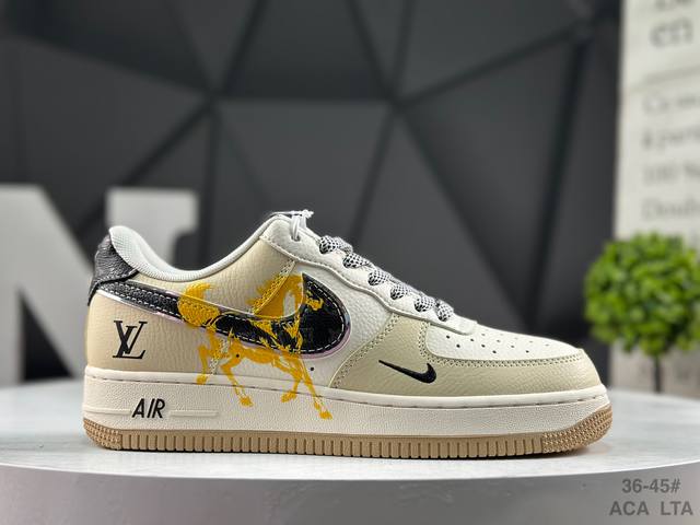 海外限量发售！公司级 耐克 Nike Air Force 1 '07 Low “Lv联名-骏马奔腾”空军一号 低帮 运动鞋 休闲鞋 折边针车 工艺难度大 原楦头