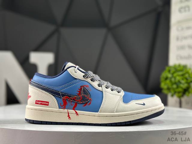 2026年新款限量发售！耐克 Nike Jordan Air Jordan 1“ 马年限定 龙马精神” 高端定制 低帮 复古 减震 防滑 耐磨 篮球鞋 定制鞋盒