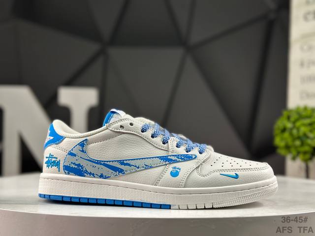 耐克 Nike Air Jordan 1 X Travis Scott Aj1倒勾 乔一倒钩 耐克 低帮文化篮球鞋 完美品质出货 细节如图所示 鞋面切割工整 冲