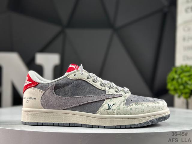 耐克 Nike Air Jordan 1 X Travis Scott Aj1倒勾 乔一倒钩 ‘Diy’定制 耐克 低帮文化篮球鞋 完美品质出货 细节如图所示