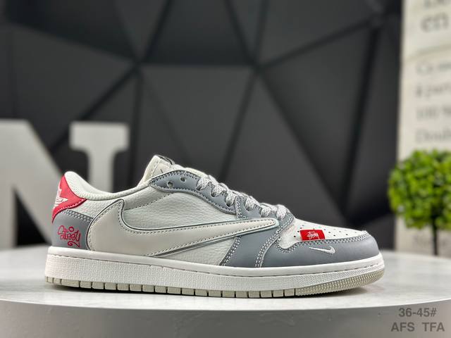 耐克 Nike Air Jordan 1 X Travis Scott Aj1倒勾 乔一倒钩 耐克 低帮文化篮球鞋 完美品质出货 细节如图所示 鞋面切割工整 冲