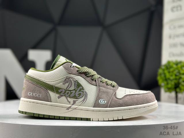 耐克 Nike Air Jordan 1 Low Aj1乔1 马年限定 倒勾低帮潮流缓运动休闲板鞋。Aj1 低帮拼接 完美版型真头层牛皮# 内置缓震气垫 原鞋开