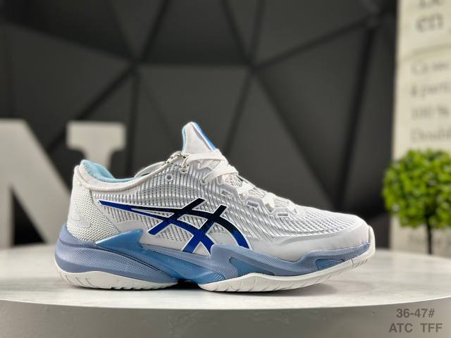 Asics亚瑟士网球鞋小德球鞋 Court Ff3 Novak德约科维奇专业球鞋 专业跑步鞋鞋减震助弹防滑气跑步鞋 高帮减震助弹 亚瑟士是专业的跑步鞋款脚后跟搭