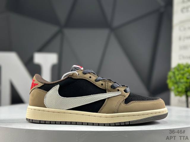 耐克 Nike Air Jordan 1 X Travis Scott Aj1倒勾 乔一倒钩 ‘Diy’定制 耐克 低帮文化篮球鞋 完美品质出货 细节如图所示