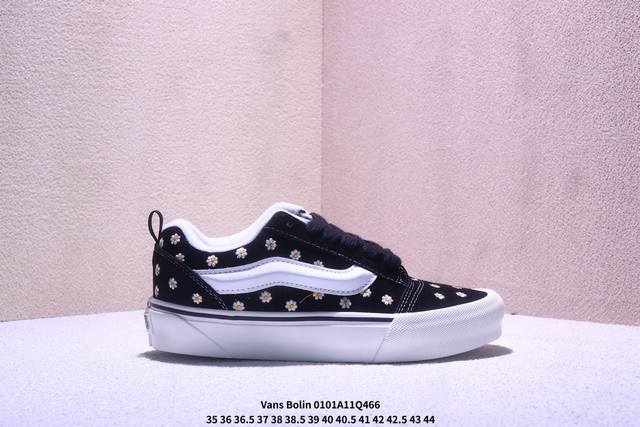 Vans Knu Skool 百搭休闲防滑减震低帮 板鞋男女鞋 颜色：Vans面包黑白菊花 尺码：35 36 36.5 37 38 38.5 39 40 40.