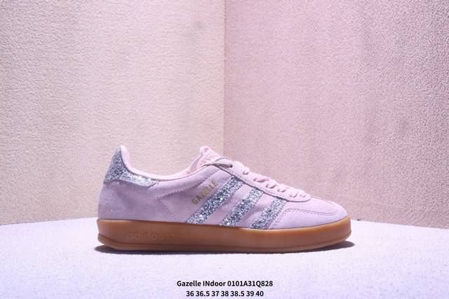 Adidas Originals Gazelle Indoor 三叶草休闲防滑耐磨低帮板鞋 鞋头出色设计 塑就出众贴合感 稳固的后跟贴合足部曲线设计 软弹舒适