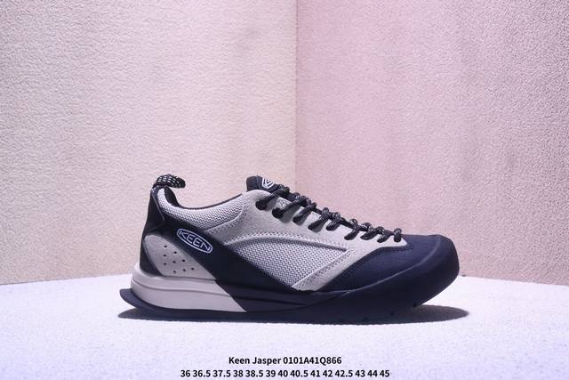 公司级：美国人气户外品牌-科恩Keen Jasper Zionic 贾斯珀都市系列复古低帮系带户外风露营徒步登山运动训练鞋 。原楦型开发纸版，采用固色翻毛皮鞋面