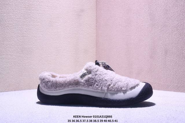公司级：Keen科恩 Howser 3 Slide 保暖舒适 户外日常 厚底一脚蹬 防滑耐磨 低帮休闲鞋 鞋面采用再生织物 原创版型 标志性的设计 弹力鞋带锁定