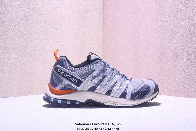 Salomon 萨洛蒙 男女鞋，升级原楦原纸版开发，采用耐磨环保纤维革组合防护网织布鞋面材质，牛角扣系带开合，欧索莱环保去臭环型组合鞋垫，外置3D Chassi