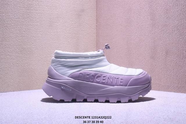 公司级迪桑特Descente Skistyle系列 p棉 马卡龙厚底面包营地鞋 保暖防滑耐磨 生活休闲鞋 鞋口抽绳设计 不漏风 穿脱十分方便 高弹中底 外置米其