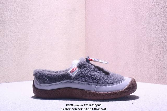 公司级：Keen科恩 Howser 3 Slide 保暖舒适 户外日常 厚底一脚蹬 防滑耐磨 低帮休闲鞋 鞋面采用再生织物 原创版型 标志性的设计 弹力鞋带锁定