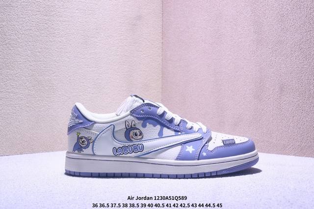 Travis Scott X Fragment Design X Air Jordan 1 Low Og Sp Aj1 乔1联名 蓝底鬼脸 低帮文化休闲板鞋 多
