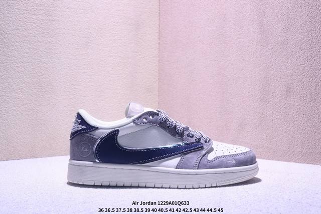 Travis Scott X Fragment Design X Jordan Air Jordan 1 Low Og Sp “闪电联名 米灰蓝勾” 多方联名合