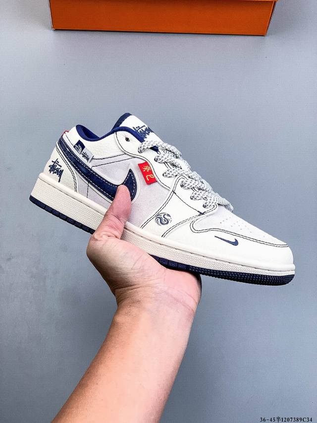 耐克Nike Air Jordan 1 Low Aj1乔1 低帮潮流缓运动休闲板鞋。Aj1 低帮拼接 完美版型真头层牛皮# 内置缓震气垫 原鞋开模 拒绝公底 购