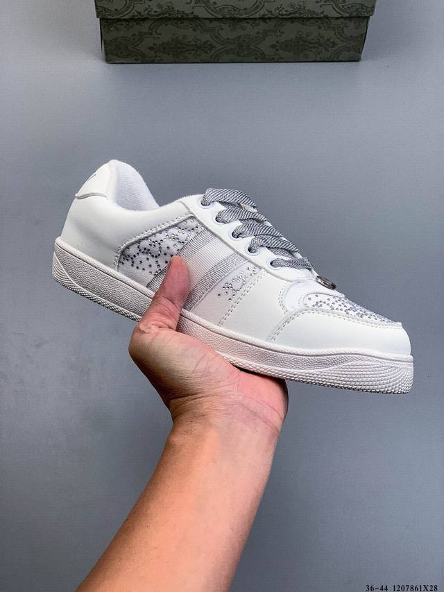 Gucci Distressed Screener Sneaker 古驰小脏鞋系列 官方同步 经典原型复古百搭做旧小脏板鞋复古学院风 1207861X28