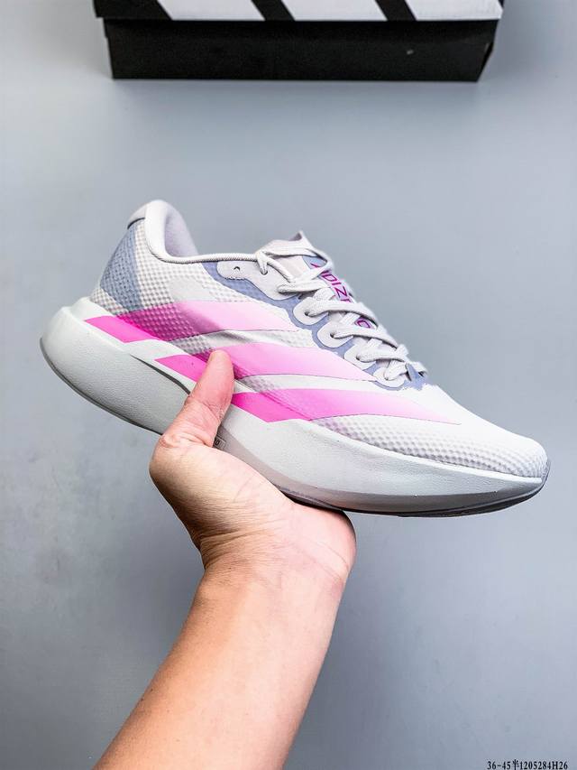 Adidas Adizero Evo Sl M马拉松飞线贾卡轻质透气休闲运动跑步鞋 采用双层透气网纱 Flywire动态飞线绑缚鞋面材质 内置Zoom小气垫装置