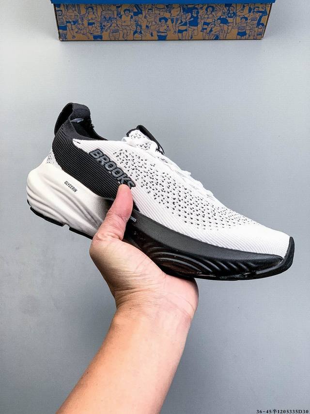 Brooks布鲁克斯Glycerin Stealthfit 22 缓震马拉松氮气慢跑鞋 采用改进工程空气网眼组合热熔工艺 搭载密度泡棉缓震系统 中底外置防滑耐磨