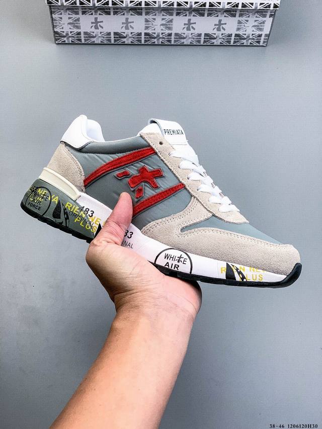 premiata 普拉米亚达 意大利鞋履品牌.打造出一款休闲 时尚运动鞋鞋面采用磨砂牛皮拼接尼龙面料、舒适透气的牛皮垫脚、原版超轻大底 1206120H30