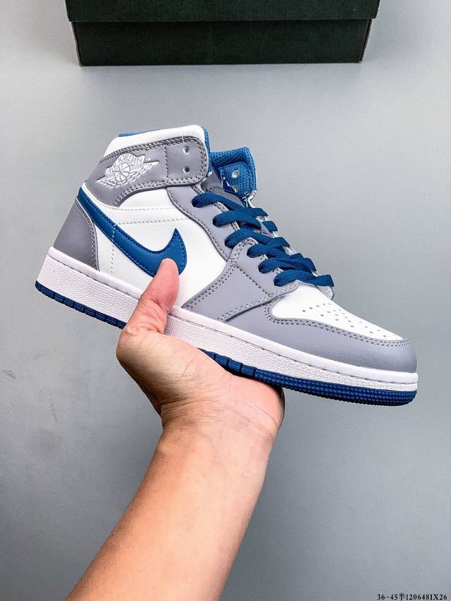 头层真标！耐克Nike Air Jordan 1 Mid Aj1乔丹一代中帮经典复古文化休闲运动篮球鞋 1206481X26