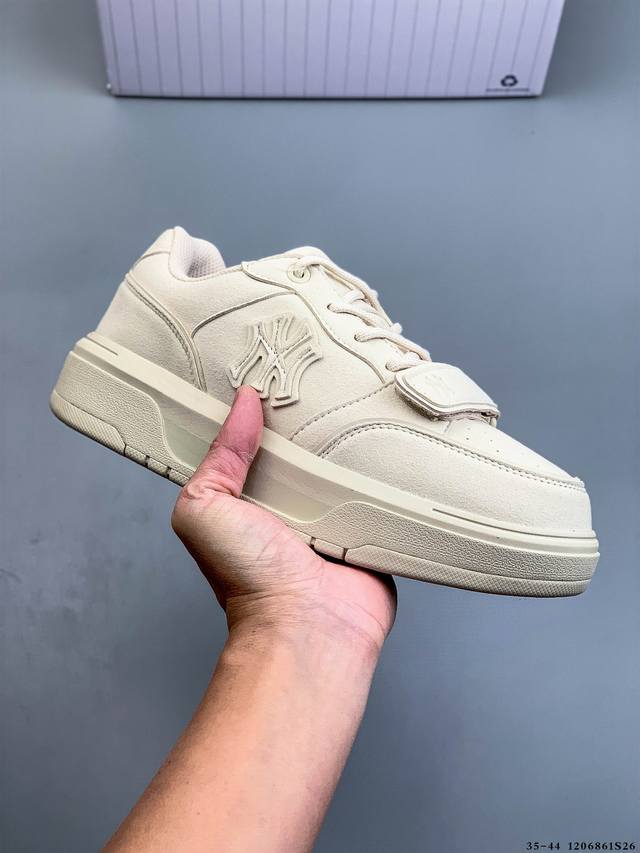 公司级！Mlb Chunky Liner 厚底休闲跑步鞋 Ny印花 牛皮材质运动鞋 1206861S26