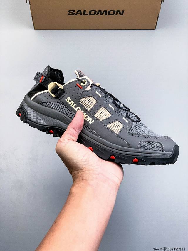 Salomontechamphibian 5男女户外运动防滑涉水溯溪鞋 立体网面+排水孔设计，踩水3秒速干不闷脚 逆纹理Contagrip大底，湿滑礁石也能稳如