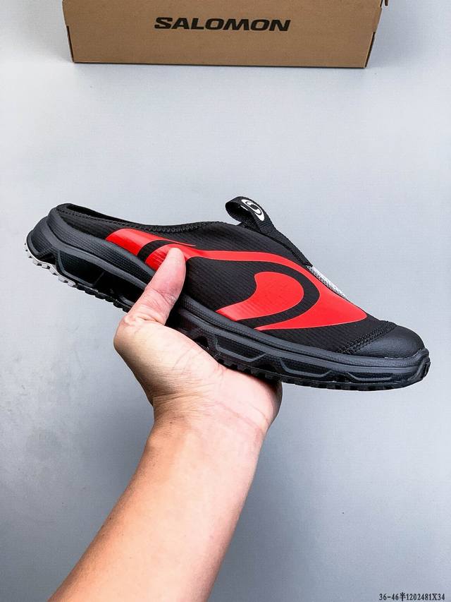 公司级！Salomon萨洛蒙男女款透气轻量减震休闲运动恢复拖鞋Rx Slide 3.0 中底科技：采用超大尺寸Energycell Eva材质，提供卓越的缓震效