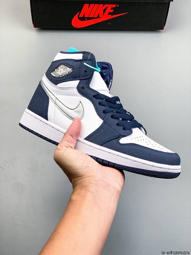 公司级头层！Air Jordan 1 乔1 高帮潮流缓震运动休闲板鞋 原装头层皮革 内置缓震气垫 原鞋开模 拒绝公底 原汁原味 忠于原版。 1202924X34