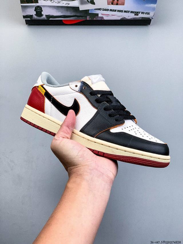 公司级头层！耐克Nike Air Jordan 1 Low Aj1 乔1 低帮潮流运动休闲板鞋。Aj1 低帮拼接 完美版型真头层牛皮# 内置缓震气垫 原鞋开模