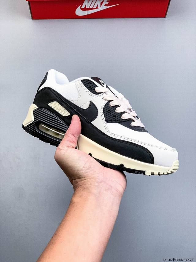 公司级！耐克 Wmns Nike Air Max 90 Oreo 半掌气垫全皮复古运动休闲慢跑鞋 1 89X28