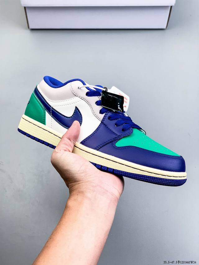 耐克Nike Air Jordan 1 Low Aj1乔1 低帮潮流缓运动休闲板鞋。Aj1 低帮拼接 完美版型真头层牛皮# 内置缓震气垫 原鞋开模 拒绝公底 购