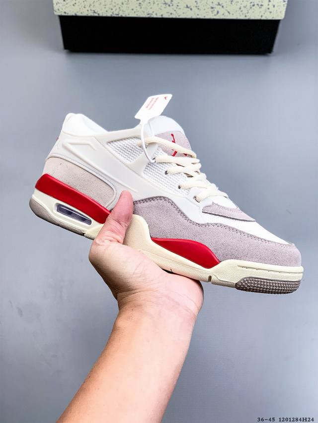 Air Jordan Aj4 Rm 重制版低帮复古篮球鞋 实拍首发 采用了低帮的设计 并保留了众多Aj4的经典元素 鞋身以皮革 麂皮材质拼接打造 Aj4经典的T