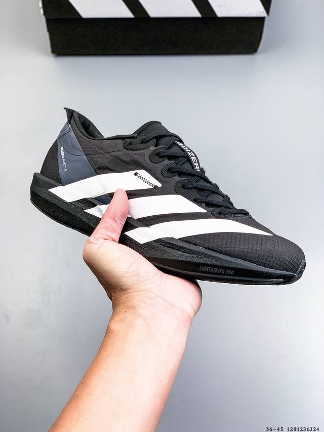 公司级！Adidas Adizero Y-3 Adios 9 M 马拉松飞线贾卡轻质透气休闲运动跑步鞋 采用双层透气网纱 Flywire动态飞线绑缚鞋面材质 内