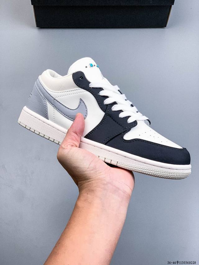 耐克Nike Air Jordan 1 Low Aj1乔1 低帮潮流缓运动休闲板鞋。Aj1 低帮拼接 完美版型真头层牛皮# 内置缓震气垫 原鞋开模 拒绝公底 购