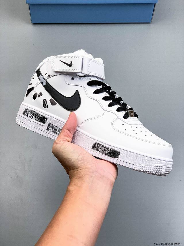 纯原版本！原楦数据纸版，采用硬质优质皮革鞋面材质，内置全掌Air Sole气垫。耐克 Nike Air Force 1 Mid 空军一号中帮百搭休闲运动板鞋 1