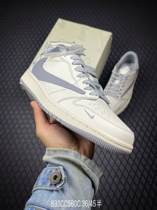 C 公司级Nike Air Jordan 1 X Travis Scott Aj1倒勾 乔一倒钩 ‘Diy’定制 耐克 低帮文化篮球鞋 完美品质出货 细节如图所