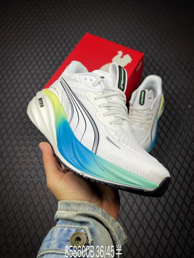 B puma彪马Magnify Nitro舒适百搭经典低帮跑步鞋 鞋面采用轻量化高弹织物鞋面,pumagrip橡胶大底，止滑耐磨赋予跑者灵活自如的运动体验 货号