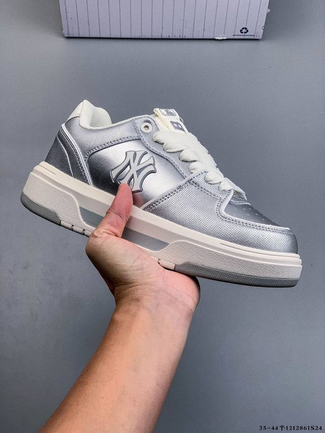 公司级！Mlb Chunky Liner 厚底休闲跑步鞋 Ny印花 牛皮材质运动鞋 1212861S24