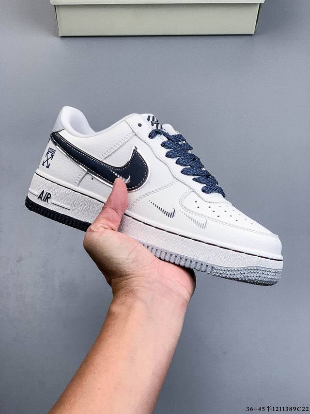 原楦数据纸版，采用硬质优质皮革鞋面材质，内置全掌Air Sole气垫。耐克 Nike Air Force 1 Low 空军一号低帮百搭休闲运动板鞋 121138