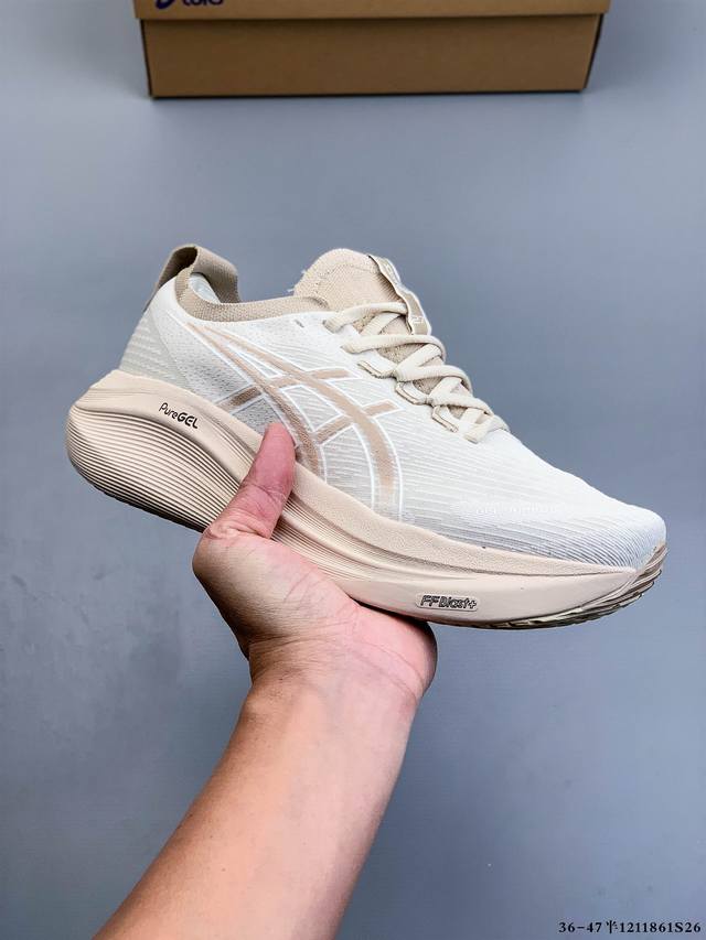公司级！Asics Gel-Nimbus 27 舒适防滑耐磨低帮休闲跑步鞋 鞋底采用了轻质发泡材料 并在后跟和前掌处采用了Asics亚瑟士核心科技-Gel缓震胶
