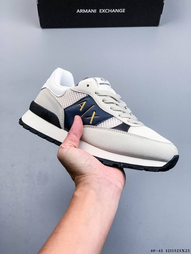 Armani Exchangeae 织物 阿玛尼 徽标印花 Ax网面拼接休闲鞋 1211525X23