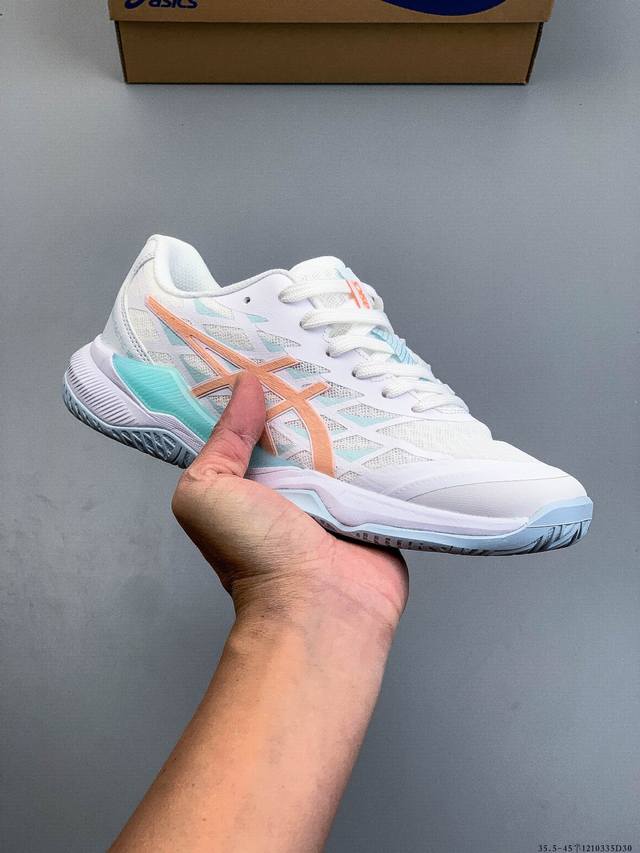 公司级 Asics Gel-Tactic 12 稳定耐磨 舒适透气 亚瑟士 低帮专业排球训练鞋 鞋面采用柔软易弯曲的网布鞋面 结合印花加固结构 提高透气性的同时