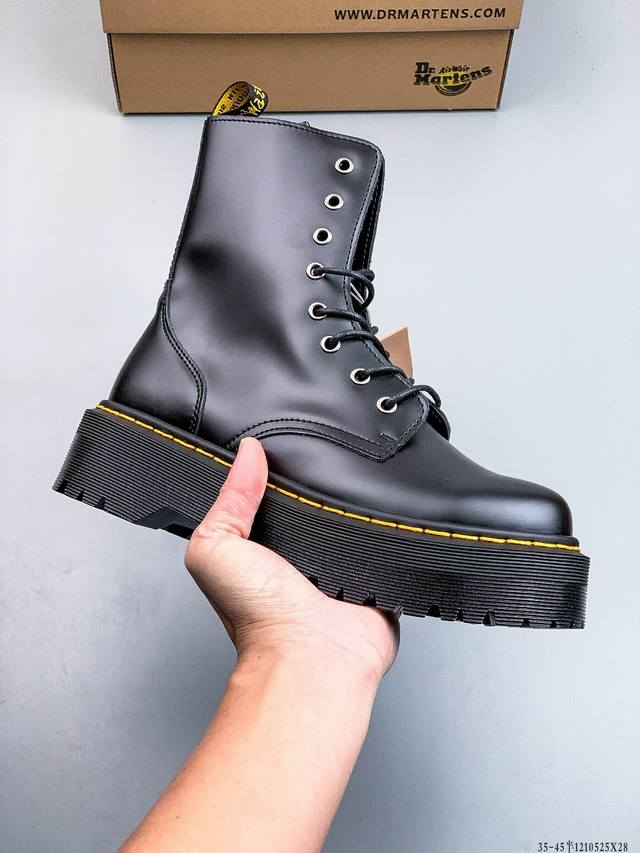 Dr. Martens 马汀博士 经典厚底高帮8孔软皮复古马丁靴 1210525X28