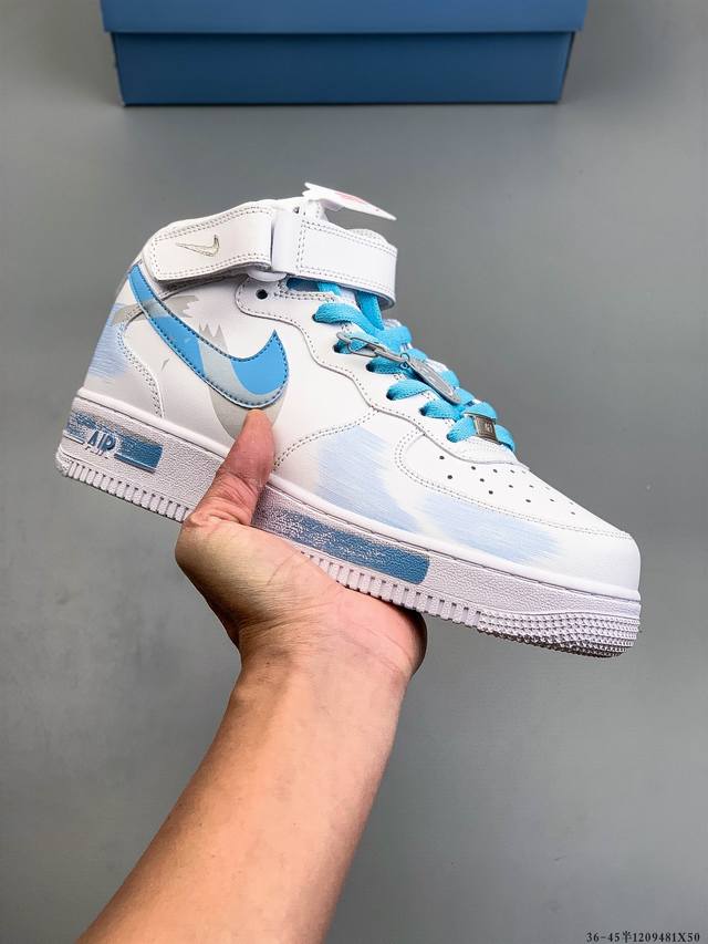 纯原版本！原楦数据纸版，采用硬质优质皮革鞋面材质，内置全掌Air Sole气垫。耐克 Nike Air Force 1 Mid 空军一号中帮百搭休闲运动板鞋 1