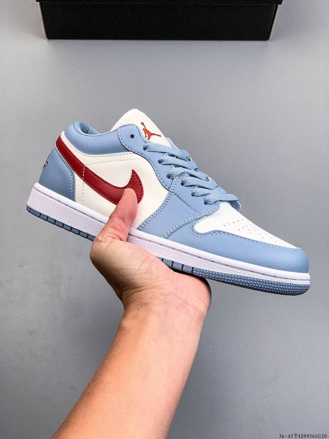 耐克Nike Air Jordan 1 Low Aj1乔1 低帮潮流缓运动休闲板鞋。Aj1 低帮拼接 完美版型真头层牛皮# 内置缓震气垫 原鞋开模 拒绝公底 购