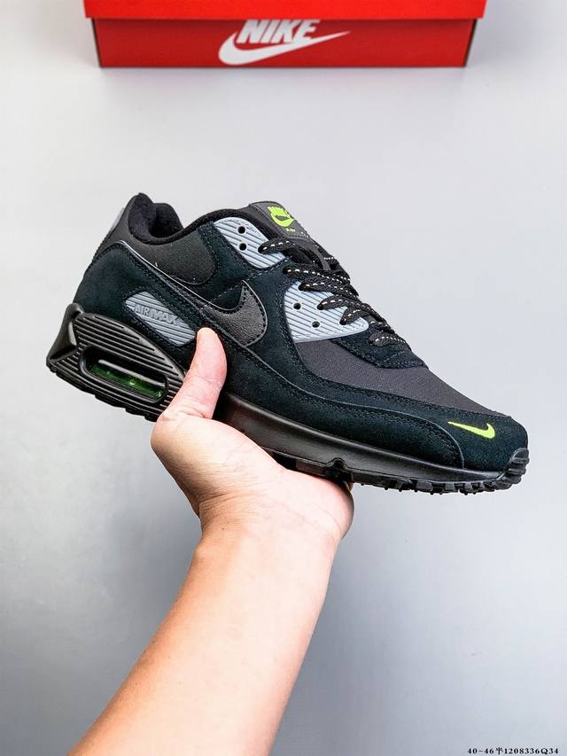 集图 公司级！耐克 Wmns Nike Air Max 90 Oreo 半掌气垫全皮复古运动休闲慢跑鞋 1208336Q34