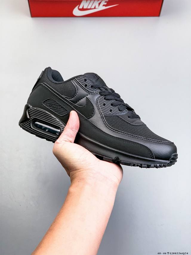 公司级！耐克 Wmns Nike Air Max 90 Oreo 半掌气垫全皮复古运动休闲慢跑鞋 1208336Q34